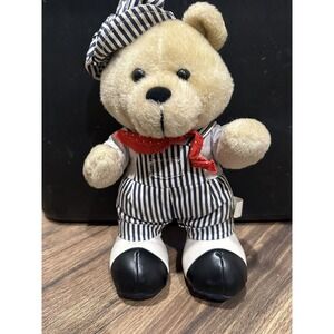 Vintage Cloud 9 Plush Bear Sailor Outfit Hat Overalls White Blue Red Stripes 10"